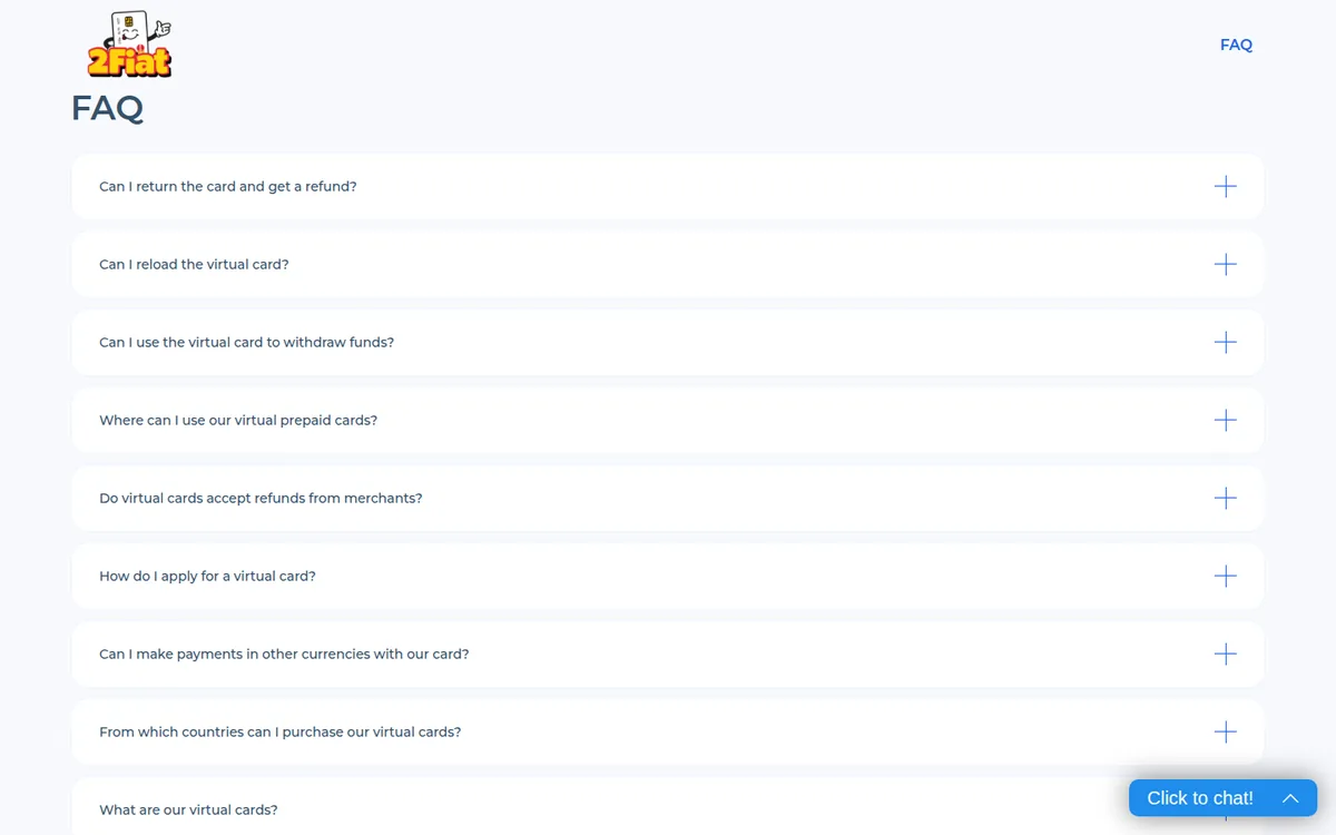 Screenshot: 2Fiat fees page