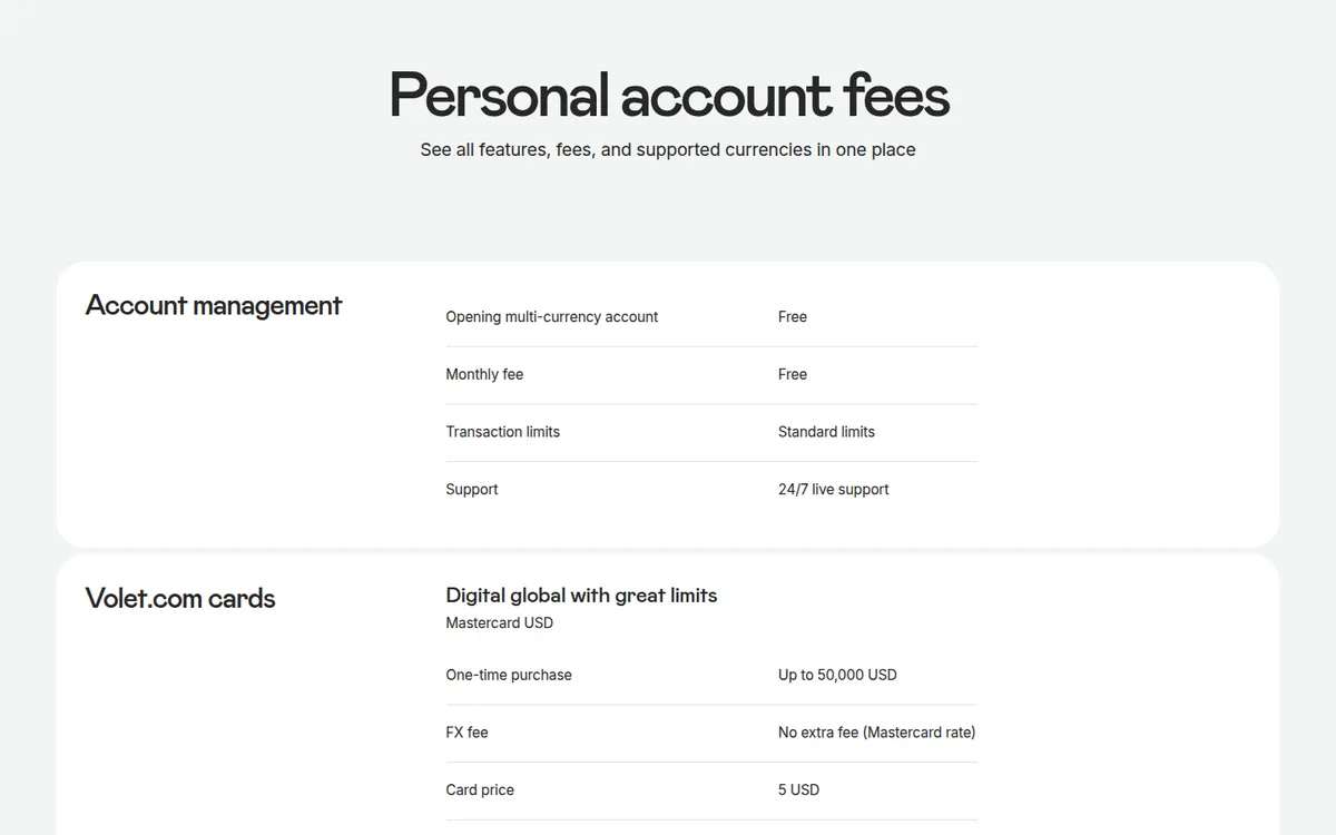 Screenshot: AdvCash fees page