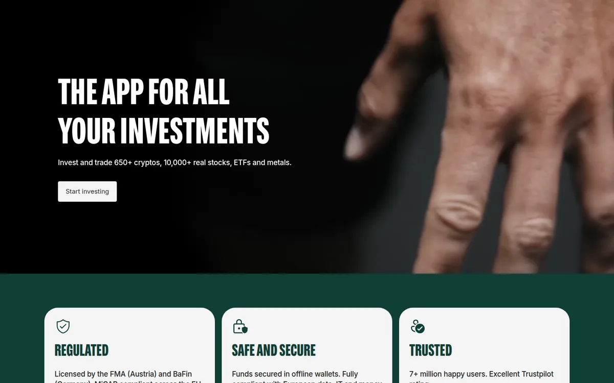 Screenshot: Bitpanda Card homepage