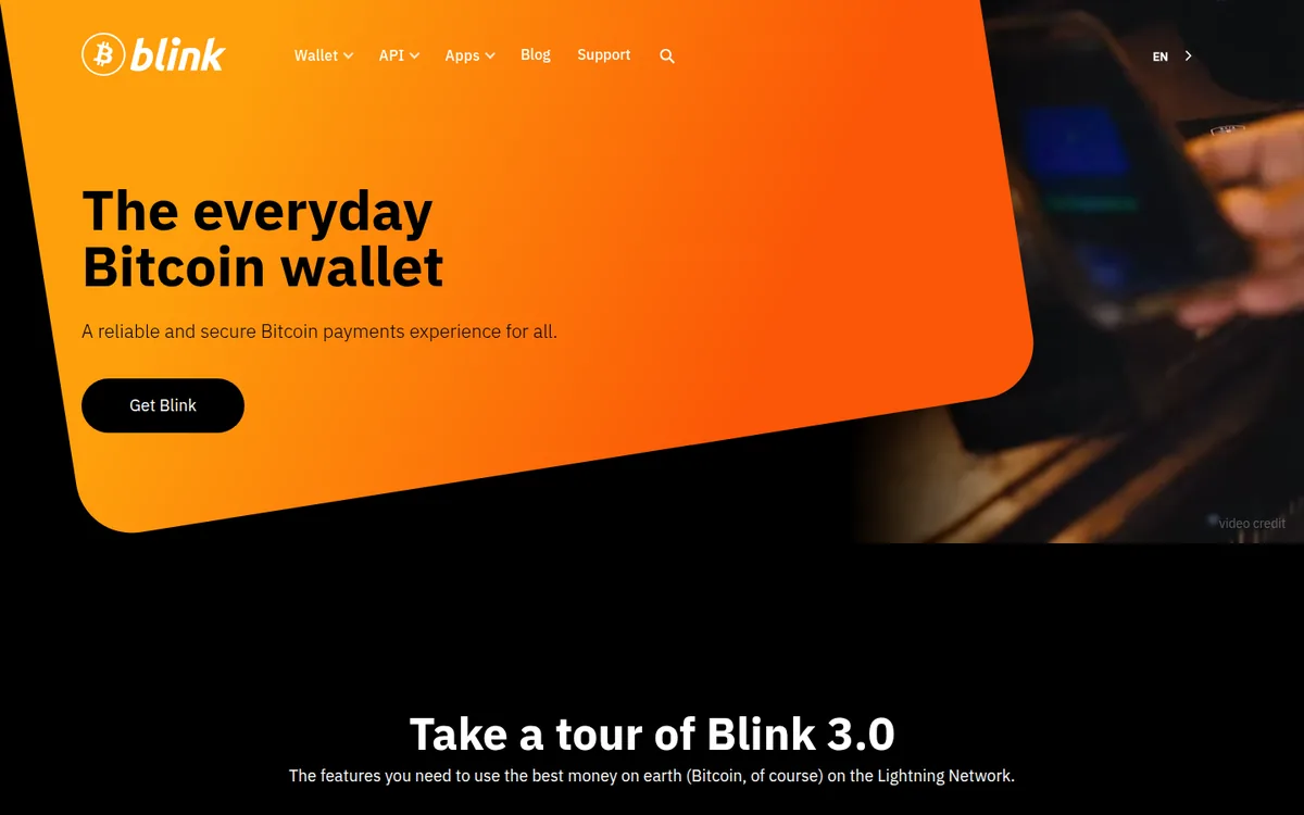 Screenshot: Blink Card homepage
