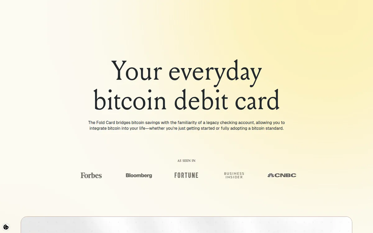 Screenshot: Fold Bitcoin Debit Card card page