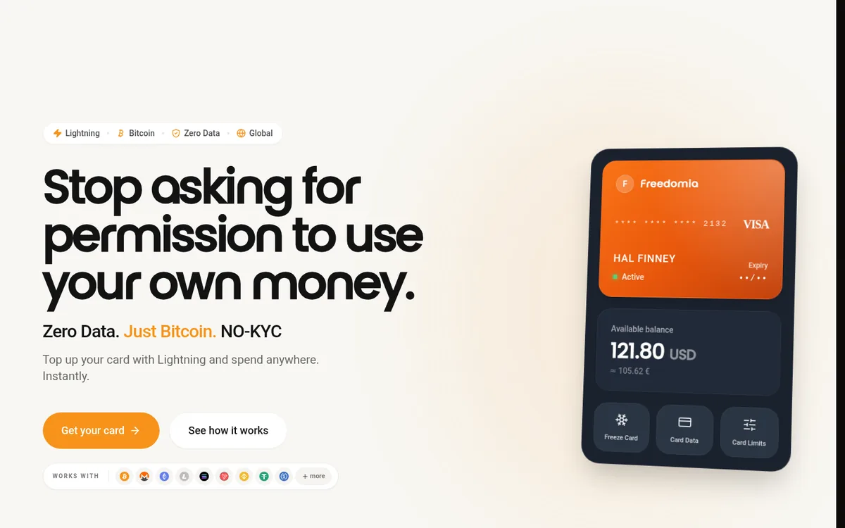 Screenshot: Freedomia homepage