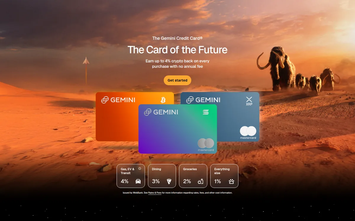Screenshot: Gemini Credit Card card page