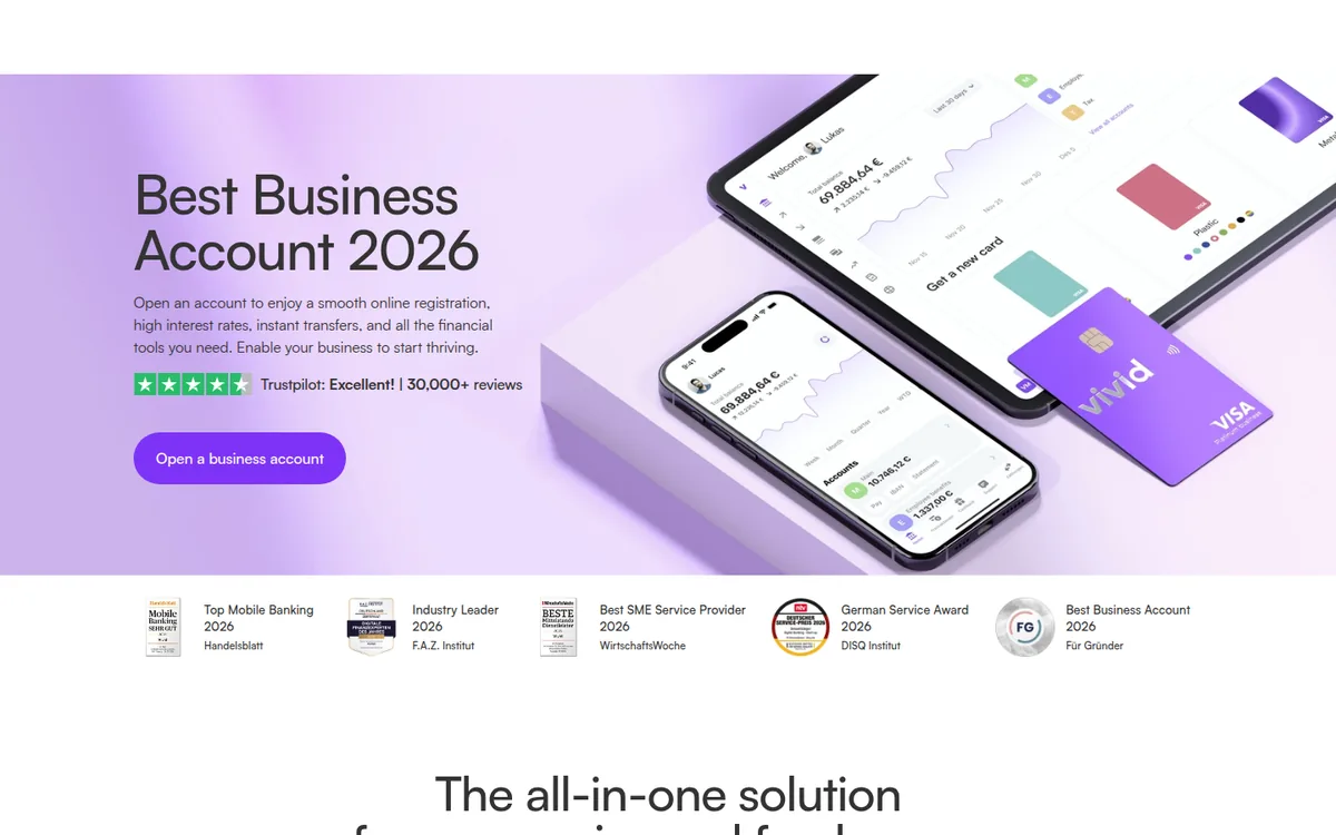 Screenshot: Vivid Money homepage